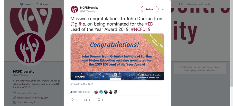 National Centre for Diversity – Grand Awards&nbsp;2019